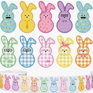 500 Bunny Rabbit Stickers Pastel Colors & Patterns Plaid Mustache Glasses Bow